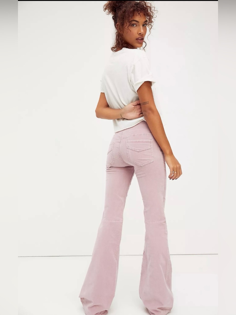 Free People Dusty Mauve Corduroy Flare Jeans